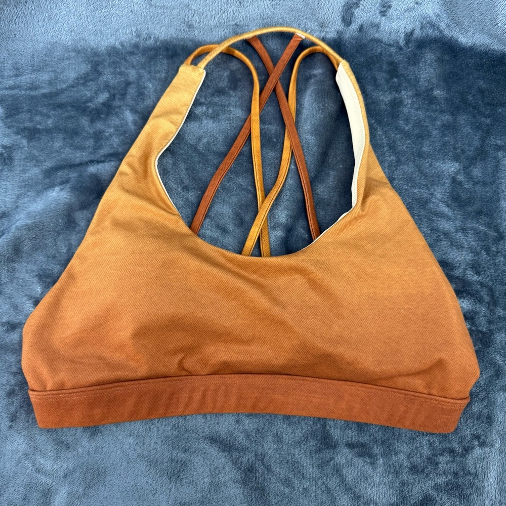 Niyama Sol Goldie Ombré Gold Orange Dreamcatcher Sports Bra Small Strappy Back